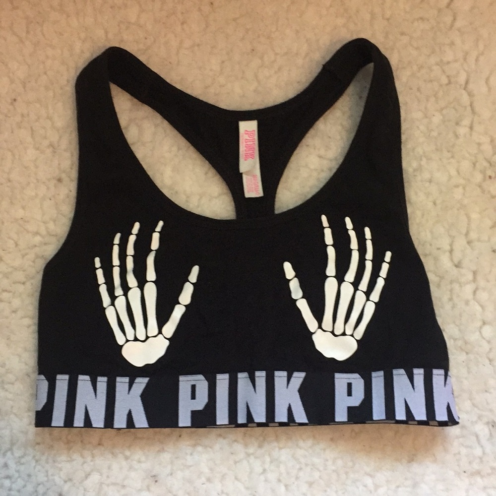 VS Pink skeleton sports bra Halloween